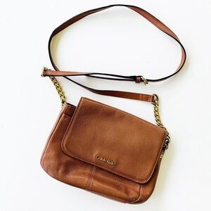 Calvin Klein Tan Crossbody Bag with Smooth Leather Finish